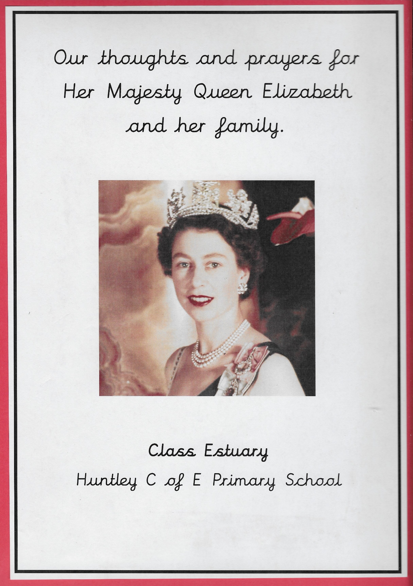 Cover of Class Estuary's Book with a picture of Queen Elizabeth ll