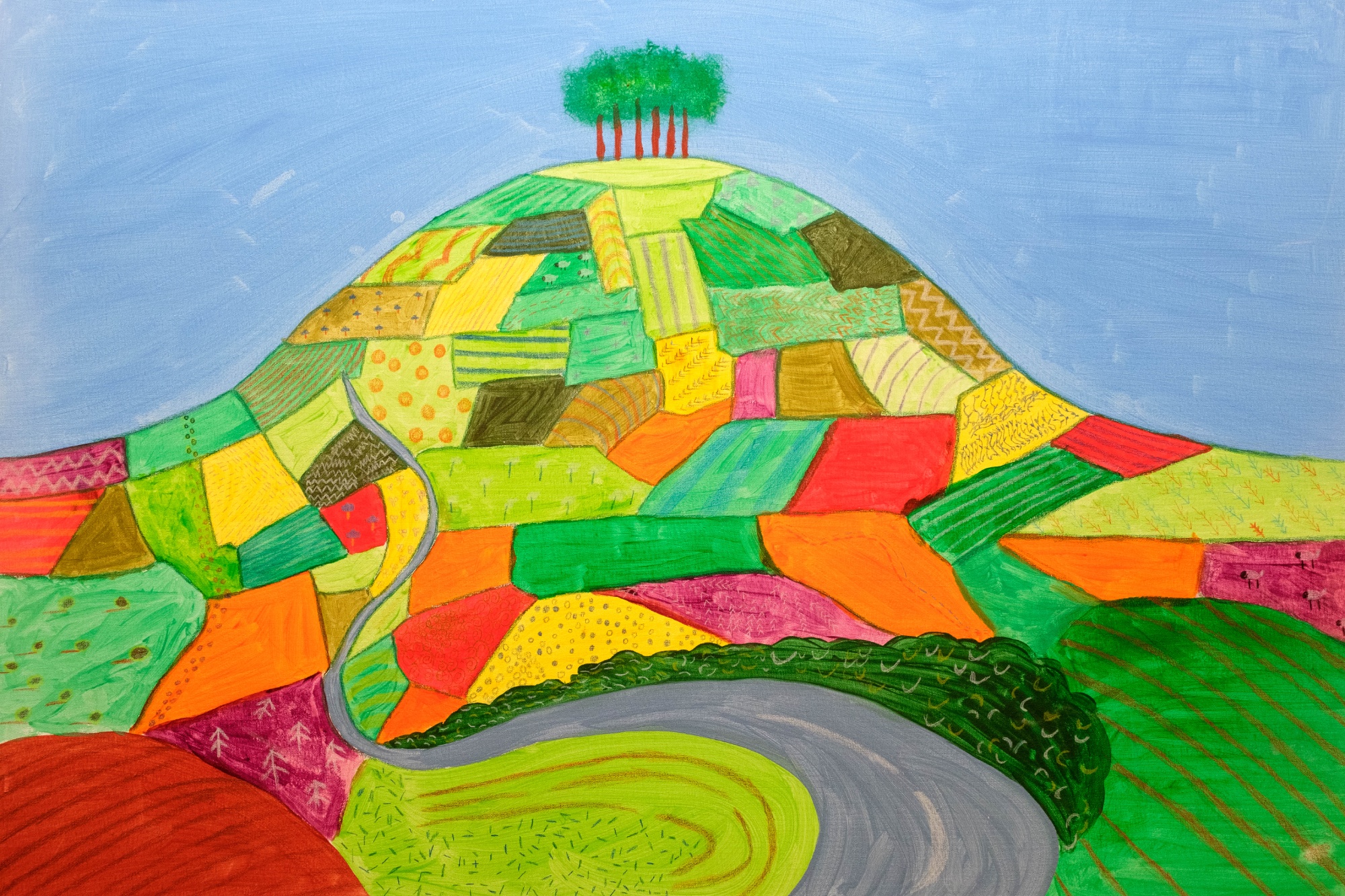 Colourful artwork of Mayhill painted by pupils