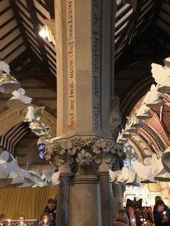 Angels made by the children hanging in St. John the Baptist church