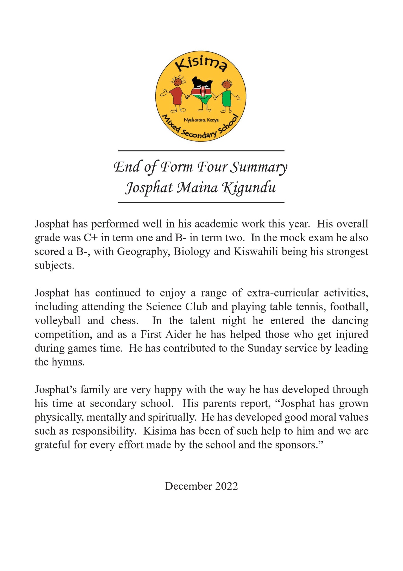 Josphat's Report